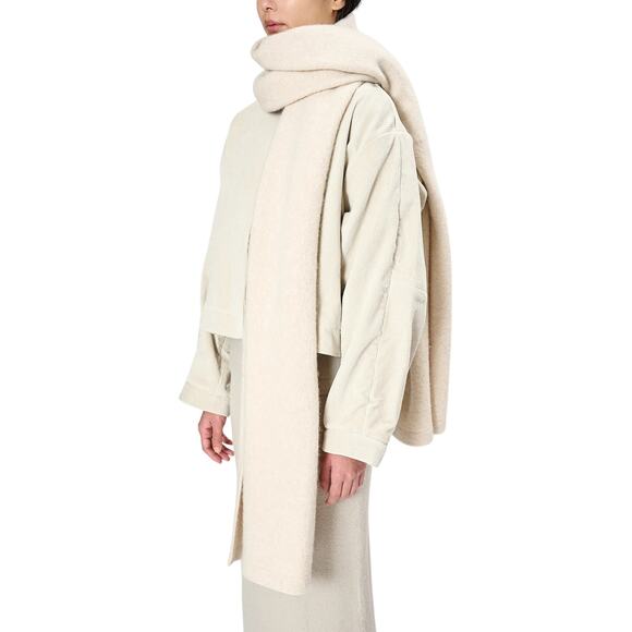 Lauren Manoogian Felt Wide Scarf Baby Alpaca Merino Alabaster Beige Ecru BN $370 - Picture 3 of 12